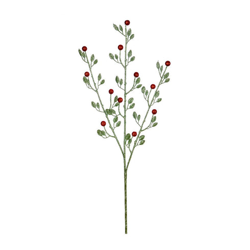 80cm Red-Green Hollyberry with Glitter Spray