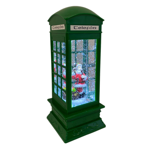 27CM SANTA IN GREEN TELEFON BOX