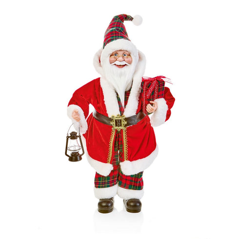 50cm Santa with Plaid Hat and Present