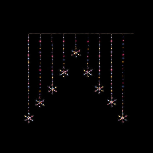 258 LED SNOWFLAKE CURTAIN LIGHT -RAINBOW 1.2 X 1.2M