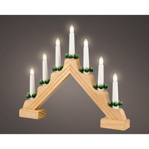 7L BATTERY OPERATED LIGHT OAK WOOD CANDLEBRIDGE