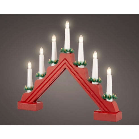7L BATTERY OPERATED RED WOOD CANDLEBRIDGE