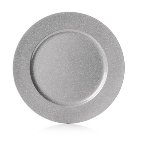 33CM GLITTER SILVER CHARGER PLATE