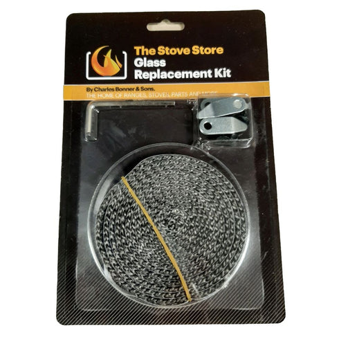 Stove Glass Replacement Kit Rope/steel clips /screws
