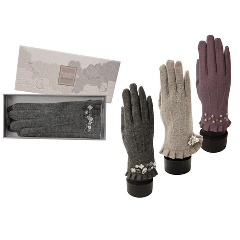 LADIES WOOL GLOVES WITH TOUCHSCREEN FINGERTIPS