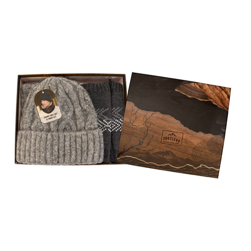 GENTS CHUNKY KNIT BEANIE & SNOOD SET