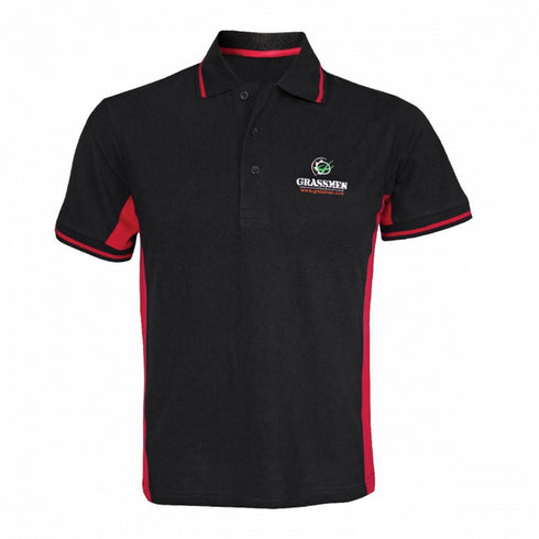 GRASSMEN TWO TONE BLK/RED POLOSHIRT
