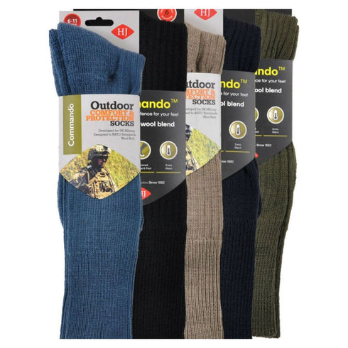 COMMANDO SOCKS ASSORTED COLOURS SZ 6-11 ~