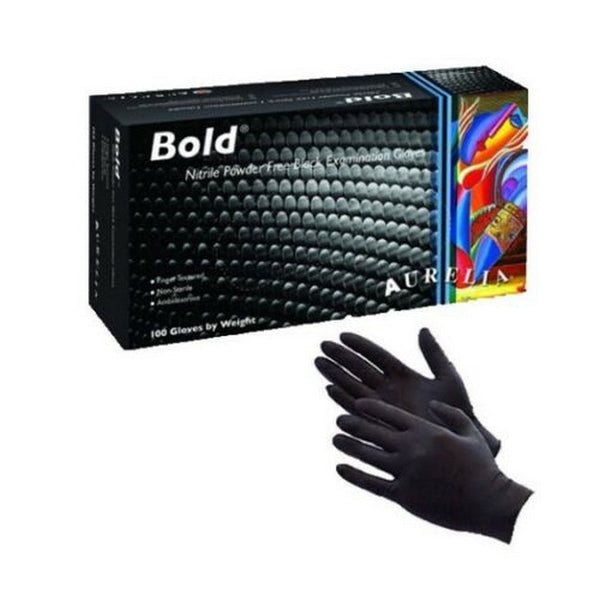 AURELIA BOLD BLACK NITRILE GLOVE BOX 100