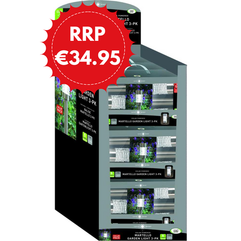 MARTELLO 5L SOLAR STAKE LIGHT 3 PACK