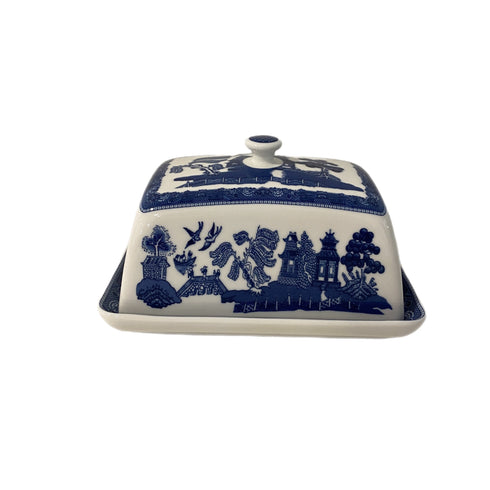 BLUE WILLOW CVD BUTTER DISH 15.5x10.5cm