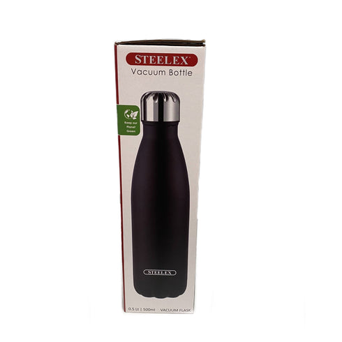 500ml S/S VACUUM BOTTLE 'BLACK' -STEELEX