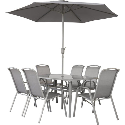 NAPOLI 6 SEAT FURNITURE SET C/W PARASOL