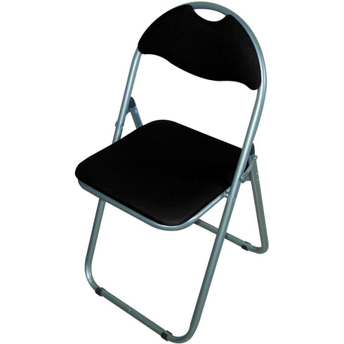 FOLDING CHAIR C/W PADDED CUSHION, BLACK