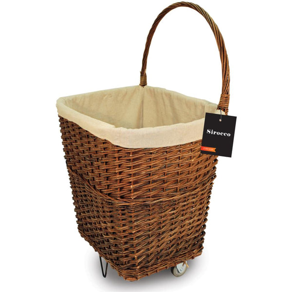 SIROCCO LARGE NATURAL WICKER FIRELOG CART