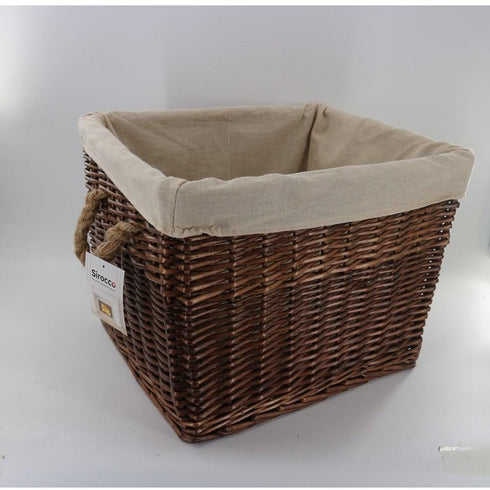 RECTANGULAR WICKER BASKET W/CANVAS LINER