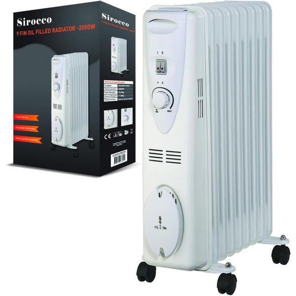 SIROCCO 9 FIN OIL FILLED RADIATOR 2KW ~
