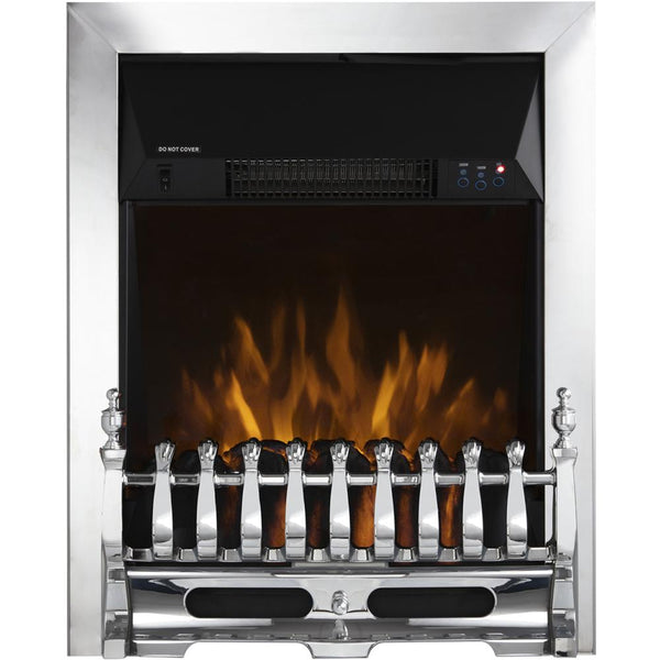 WHITBY CHROME ELECTRIC FIRE INSET WITH REMOTE CONTROL-2KW