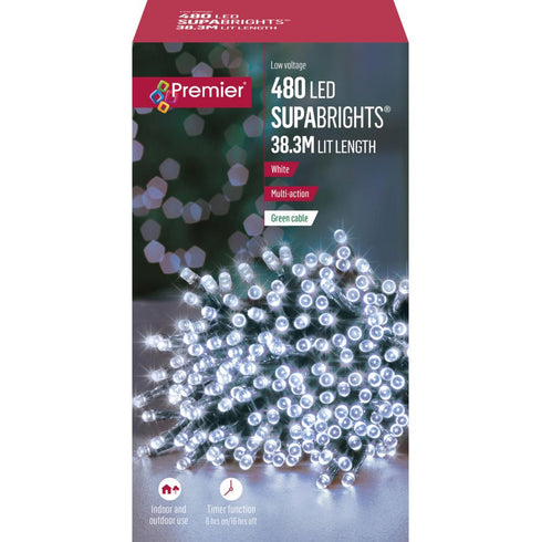 480 LED M/ACTION SUPABRIGHT LIGHTS W/TIMER- WHITE