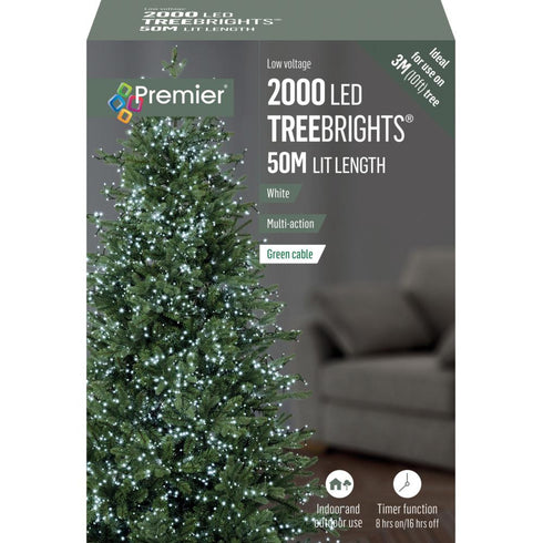 2000 LED Multi Action Treebright Lights White w/Timer