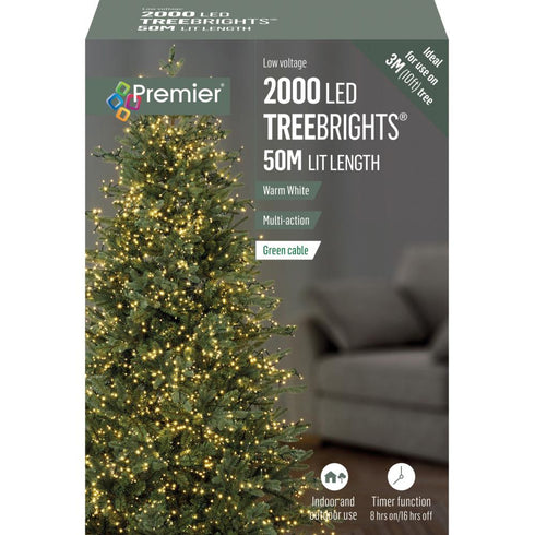 2000 LED Multi Action Treebright Lights Warm White w/Timer