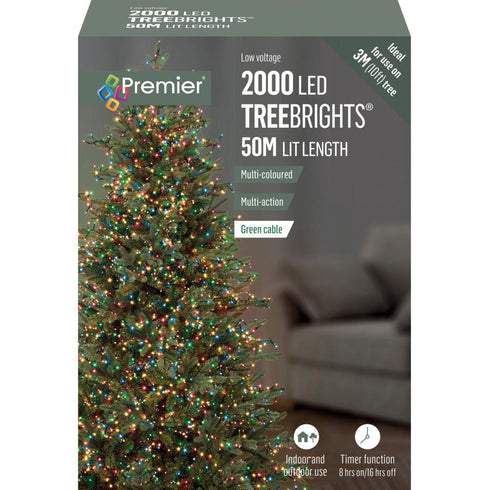 2000 LED Multi Action Treebright Lights Multi-Coloured w/Timer