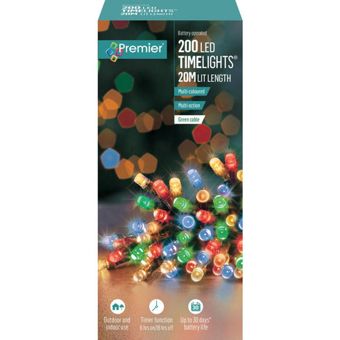 200 B/O LED TIME LIGHTS -MULTI COLOURED