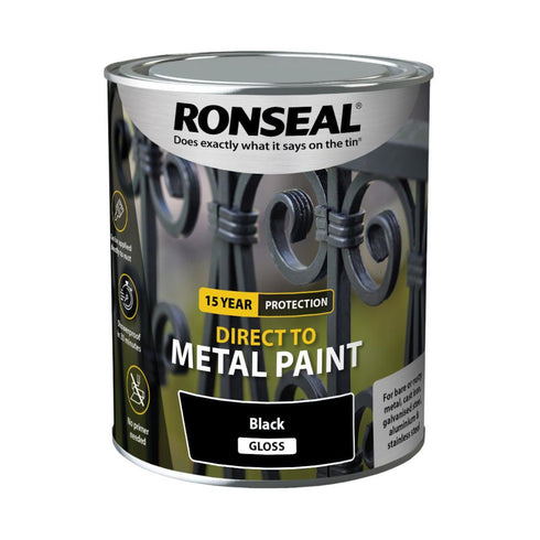 RONSEAL DIRECT TO METAL BLACK GLOSS 750ML
